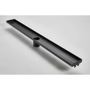 ACO Premium Series Plain Edge Channel | 28″ / Center Outlet Channel Body / Brushed Stainless Steel