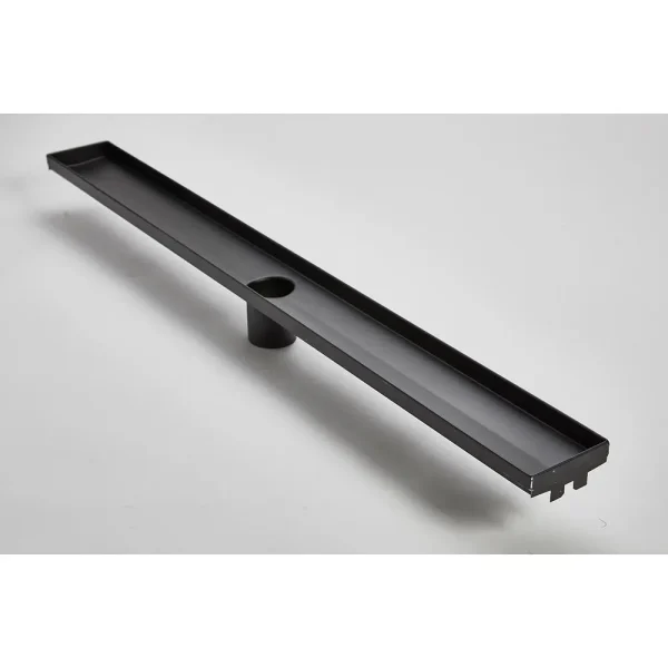 ACO Premium Series Plain Edge Channel | 28″ / Center Outlet Channel Body / Brushed Stainless Steel