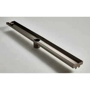 ACO Premium Series Plain Edge Channel | 28″ / Center Outlet Channel Body / Brushed Stainless Steel - view 3