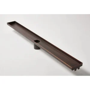 ACO Premium Series Plain Edge Channel | 28″ / Center Outlet Channel Body / Brushed Stainless Steel - view 4