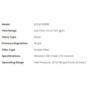 XCZLF-100-PRF – Low Flow Control Zone Kit with 1 in. Low Flow Valve and 1 in. Pressure Regulating Fi - view 2