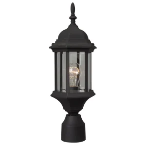 Craftmade Hex Style Cast Black Outdoor Post Mount Light, 18.13 in