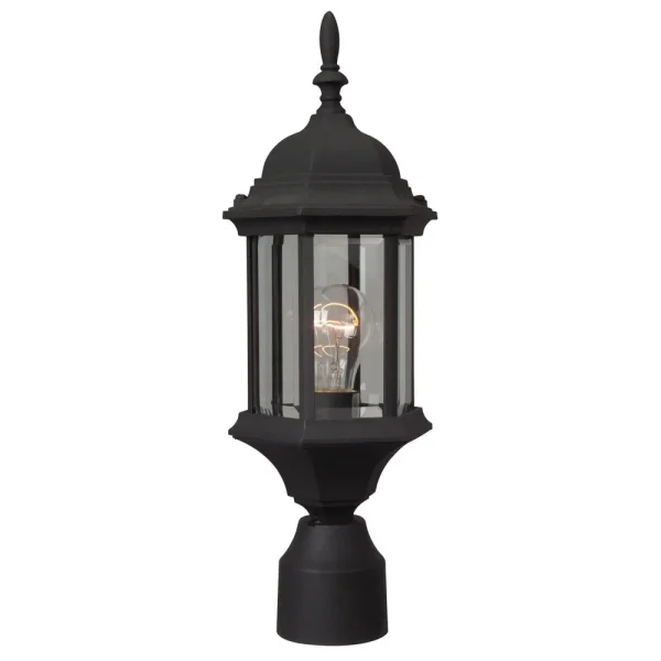 Craftmade Hex Style Cast Black Outdoor Post Mount Light, 18.13 in