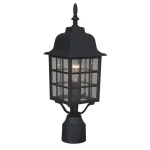 Craftmade Grid Black 1 Bulb Outdoor Cage Post Mount Light, 17.9 in