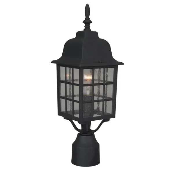 Craftmade Grid Black 1 Bulb Outdoor Cage Post Mount Light, 17.9 in