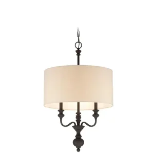 Craftmade Willow Park Drum Light Pendant, Gothic Bronze and Beige Shade