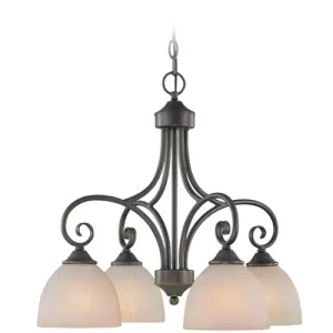 Craftmade Raleigh Four Light Chandelier, Bronze with Warm Faux Alabaster Shade