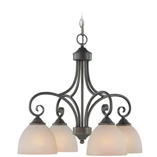 Craftmade Raleigh Four Light Chandelier, Bronze with Warm Faux Alabaster Shade