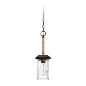 Craftmade Thornton Aged Bronze 1 Light Rope Pendant, 17.75 in