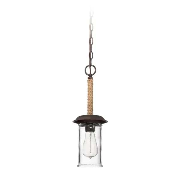 Craftmade Thornton Aged Bronze 1 Light Rope Pendant, 17.75 in