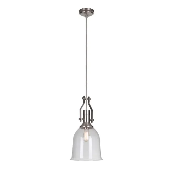 Craftmade Pendant Brushed Nickel Mini Glass 1 Light Pendant, 22.75 in
