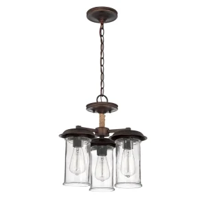 Craftmade Thornton Aged Bronze with Clear Glass 3 Light Pendant, 15.25 in