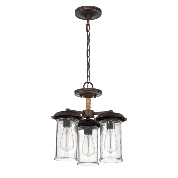 Craftmade Thornton Aged Bronze with Clear Glass 3 Light Pendant, 15.25 in