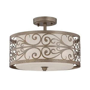 Craftmade Worthington Three Light Ceiling Mount, Athenian Obol with Frosted Glass