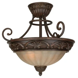 Craftmade Barcelona Ceiling Mount, Aged Bronze with Tea-Stained Glass