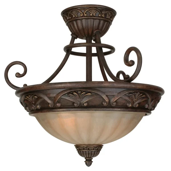 Craftmade Barcelona Ceiling Mount, Aged Bronze with Tea-Stained Glass