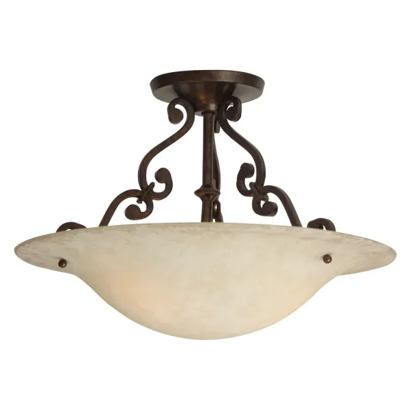 Craftmade Toscana Two Light Ceiling Mount Light, Aged Bronze with Antique Scavo Glass