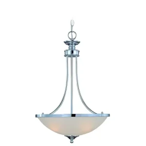 Craftmade Spencer Inverted Light Pendant, Chrome with Frosted White Shade