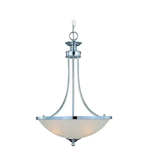 Craftmade Spencer Inverted Light Pendant, Chrome with Frosted White Shade