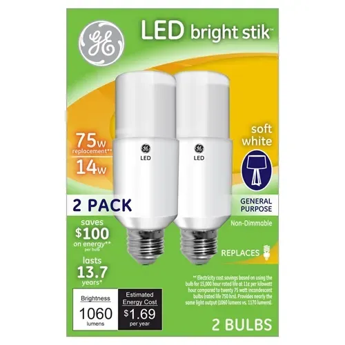 Ge Bright Stik LED14W(75W)Sw 2Pk