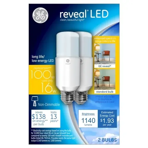 GE Reveal Britestik LED16W(100W)2Pk