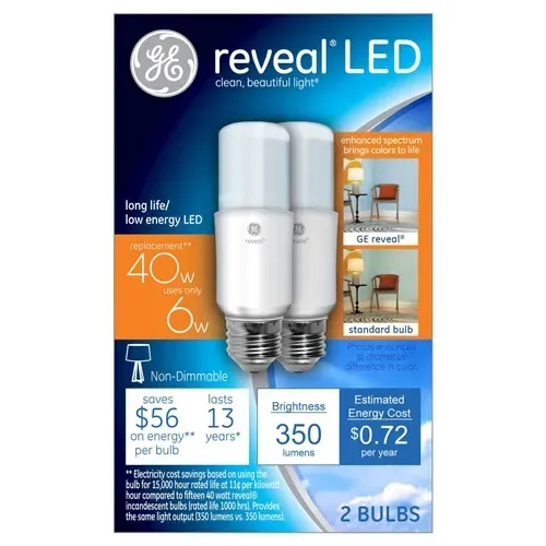 GE Reveal Britestik LED6W(40W) 2Pk