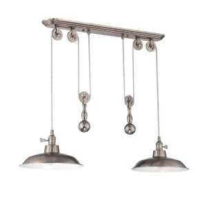 Craftmade Two Light Pulley Island Light Pendant, Tarnished Silver