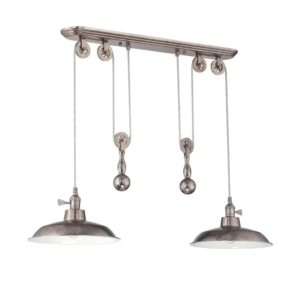 Craftmade Two Light Pulley Island Light Pendant, Tarnished Silver