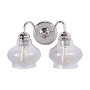Craftmade Yorktown Two Light Vanity, Brushed Nickel with Glass Shade
