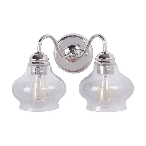 Craftmade Yorktown Two Light Vanity, Brushed Nickel with Glass Shade