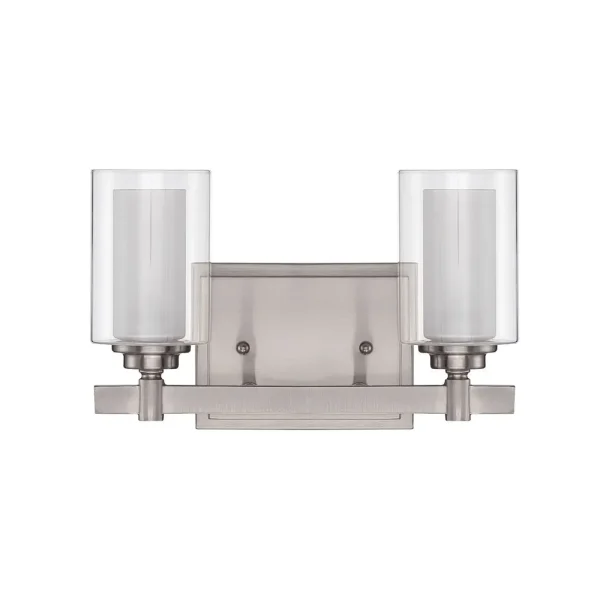 Craftmade Celeste Brushed Nickel with Glass Shade 2 Light Vanity, 11.75 in