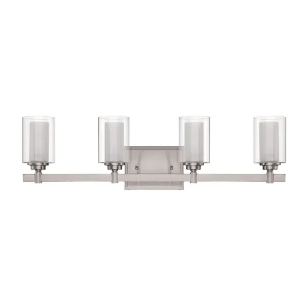 Craftmade Celeste Nickel with Glass Shade 4 Light Vanity, 26.75 in