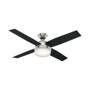 Hunter Dempsey Brushed Nickel Ceiling Fan with Integrated Light, 52 in