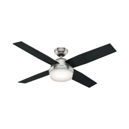 Hunter Dempsey Brushed Nickel Ceiling Fan with Integrated Light, 52 in