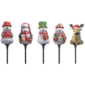 Moonrays Solar Ceramic Winter Stake Light Assorted