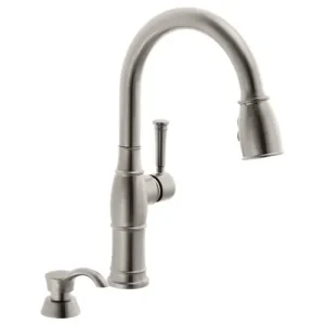 Delta Valdosta Stainless Pull Down Kitchen Faucet with Soap Dispenser