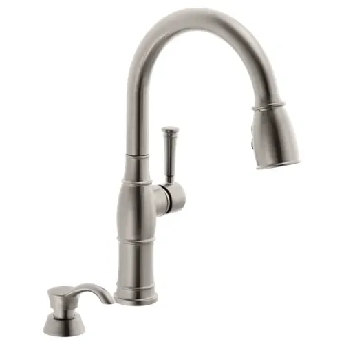 Delta Valdosta Stainless Pull Down Kitchen Faucet with Soap Dispenser