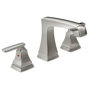Delta Ashlyn Stainless Two Handle Widespread Bathroom Faucet with EZ Anchor
