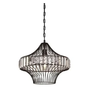 Westinghouse Matte Black with Prism Cage Shade 1 Light Pendant, 16 in