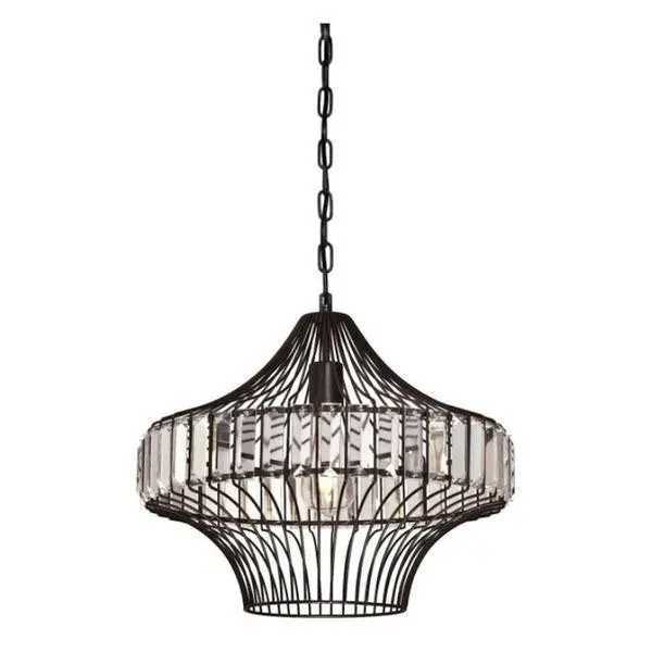 Westinghouse Matte Black with Prism Cage Shade 1 Light Pendant, 16 in