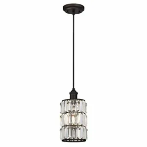 Westinghouse Sophie Rubbed Bronze & Crystal Prism Glass 1 Light Pendant, 63.75″