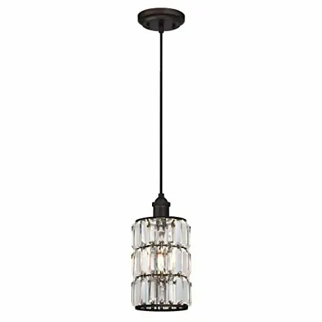 Westinghouse Sophie Rubbed Bronze & Crystal Prism Glass 1 Light Pendant, 63.75″