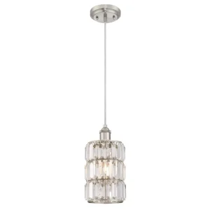 Westinghouse Sophie Nickel & Crystal Prism Glass 1 Light Pendant, 63.75″