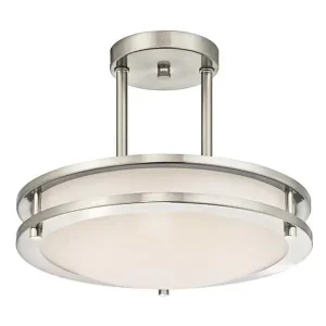 Westinghouse Lauderdale Brushed Nickel w/LED Ceiling Mount Fixture, 11-7/8″