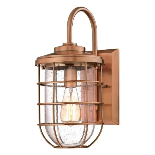 Westinghouse Ferry Copper with Clear Seeded Glass 1 Light Outdoor Wall Sconce, 17 in