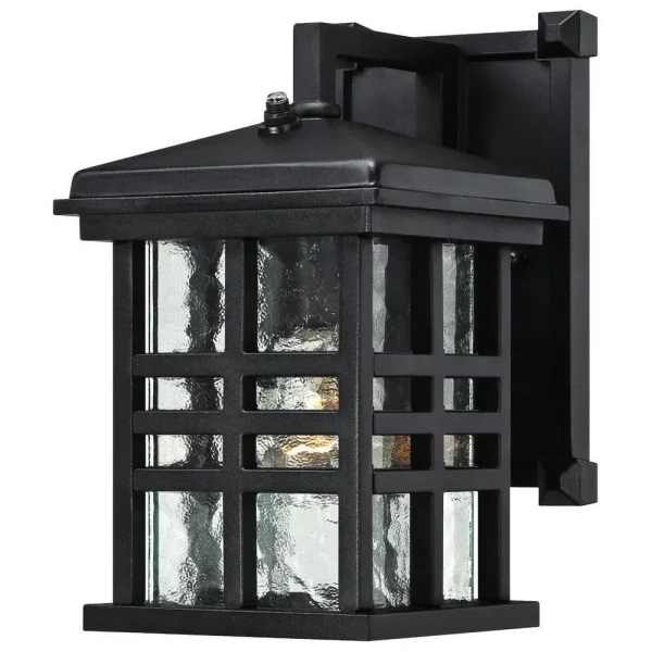 Westinghouse Caliste Black w/Clear Water Glass 1 Light Outdoor Wall Sconce, 10″