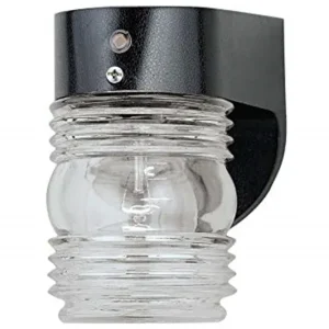 Westinghouse One Light Dusk To Dawn Latern Wall Sconce, Black with Clear Glass