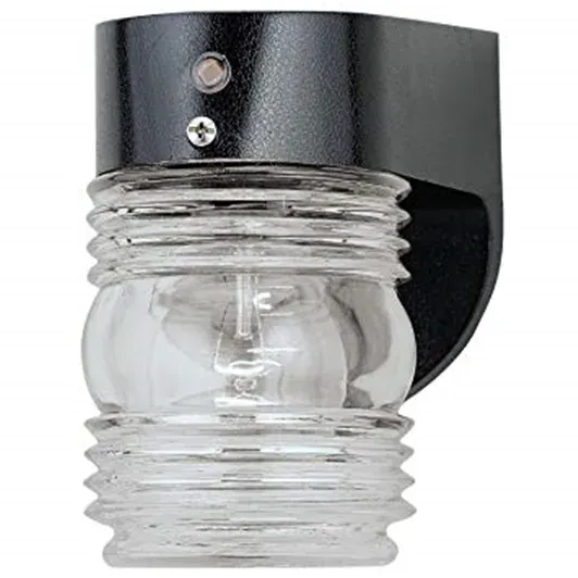 Westinghouse One Light Dusk To Dawn Latern Wall Sconce, Black with Clear Glass