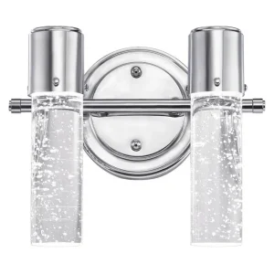 Westinghouse Cava Two Light LED Indoor Wall Sconce, Chrome with Bubble Glass