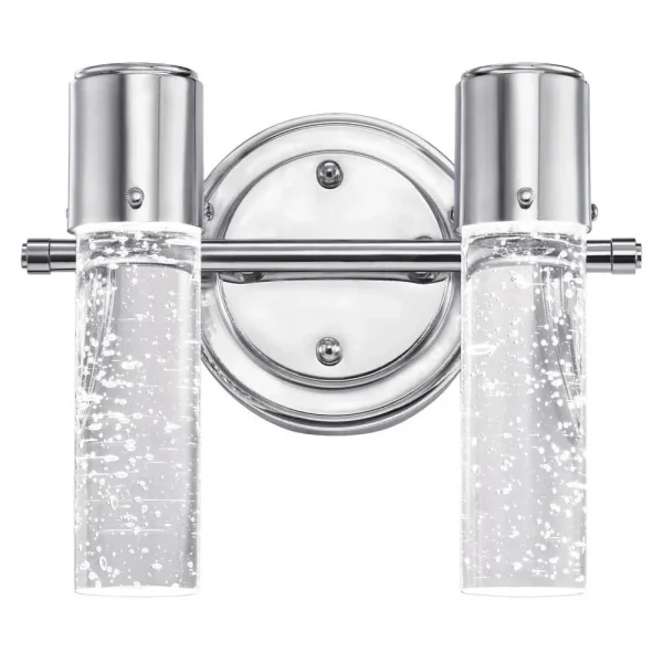 Westinghouse Cava Two Light LED Indoor Wall Sconce, Chrome with Bubble Glass